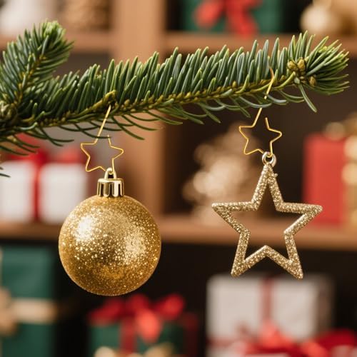 100 PCS Gold Ornament Hooks(2 Inch) for Christmas Tree Home Party Decorations Metal Star Ornament Hangers Anchors Xmas Stocking Small Ornaments Ball Bulb Hangings Hooks Pins Clips Decor Indoor Outdoor - Image 4