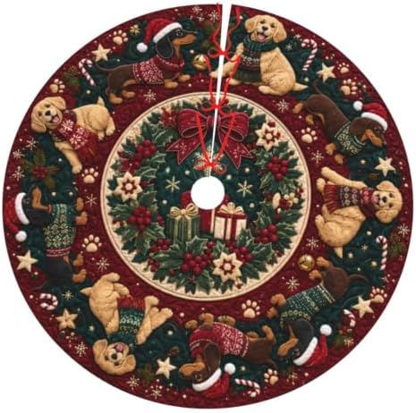 Funny Christmas Dog Tree Skirt Tree Mat for Xmas Holiday Party Decorations Indoor Outdoor 36 Inch by Unknown