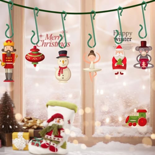 30Pcs Christmas Tree Ornaments Hooks,S Shaped Ornament Hooks,Plastic Christmas Ornament Hangers for Christmas Tree Decoration Party Supplies(Green) - Image 2
