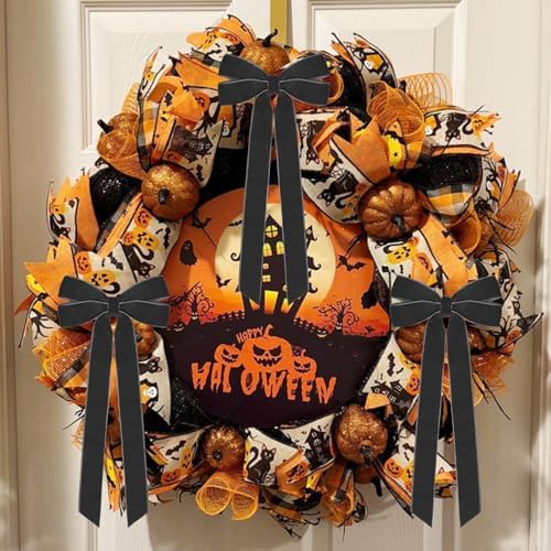 12Pcs Black Velvet Ribbon Bows Halloween Tree Decorations,5in x 10in Christmas Ornaments for Tree Home Party Front Door Wreath Holiday Decor - Image 6