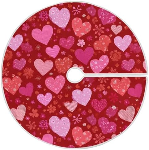 Pfrewn Valentine Tree Skirt 36" Red Floral Vintage Hearts Christmas Tree Skirts Mother's Day Xmas Mat for Holiday Festival Party Wedding Decor by Pfrewn