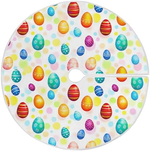 Colorful Easter Eggs Tree Skirt 36" Spring Floral Egg Art Christmas Tree Skirts Happy Easter Day Xmas Mat for Holiday Festival Party Decor by Pfrewn