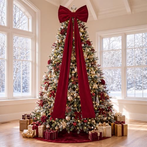 Knitgrip 2 Pack 20x71 in Christmas Large Velvet Bows, Deep Red - Image 4