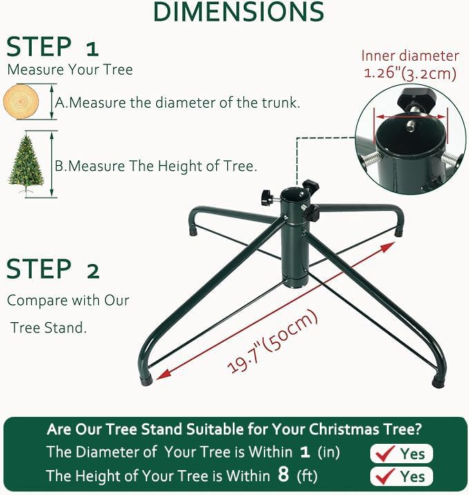 Elfjoy Christmas Tree Stand 19.7 inches Iron Metal Bracket Rubber Pad with Thumb Screw (50cm) - Image 4