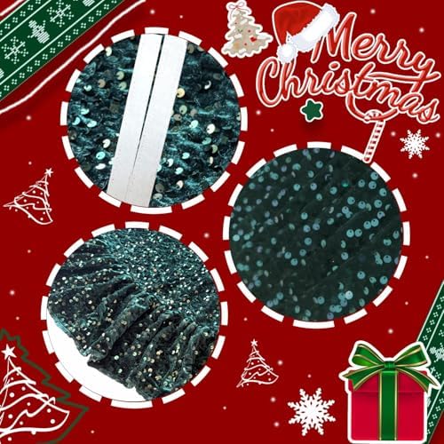 Emerald Green Christmas Tree Skirt Rustic Green Velvet Tree Skirt - Image 2