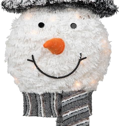 25" Lighted Snowman with Black Frosted Top Hat Christmas Tree Topper - Image 7
