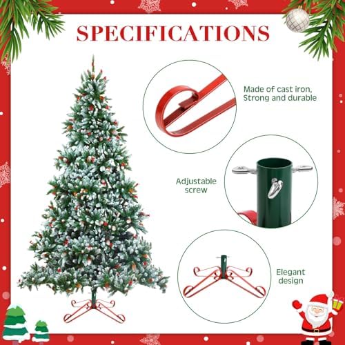 Foilswirl Christmas Tree Stand for Artificial Fake Tree Holder 4 to 8 FT Iron Metal Adjuatable Xmas Tree Base with Thumb Screw Indoor Outdoor Holiday Party Decor Fits Up to 1.4" Tree Trunk(Mix) - Image 3