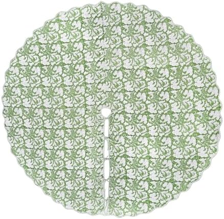 Ridhi Sage Green Hand Block Print Cotton Christmas Tree Skirt 40 Inch by Ridhi