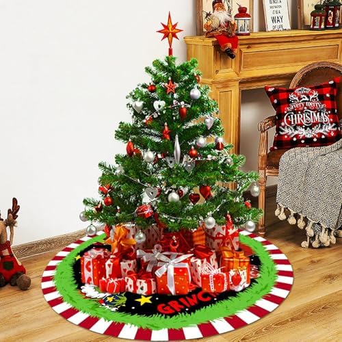 Christmas Tree Skirt 48 Inch, Soft and Funny Merry Christmas Tree Collar Farmhouse Xmas Holiday Decoration (Style B) - Image 6