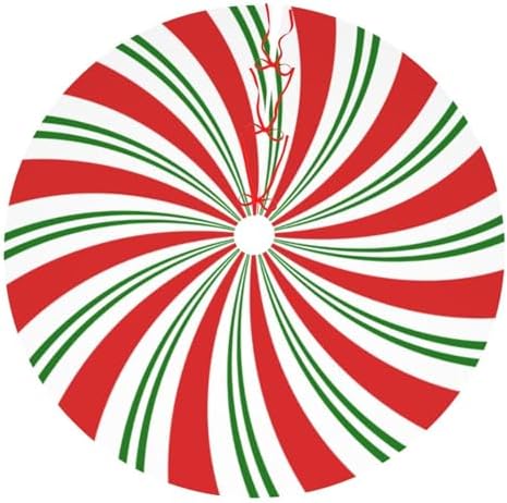 Red and White and Green Candy Cane Lollipop Sugar Swirl 36 Inch Christmas Tree Skirt Round Winter Snow Suitable for Christmas Xmas Halloween Holiday Party Decor Decoration Occasion by Unknown