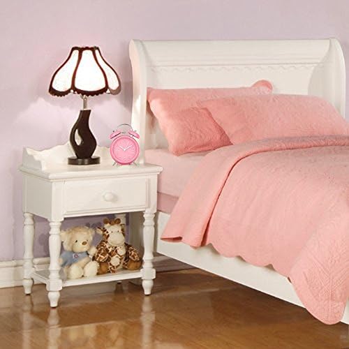 Peakeep 4 Inches Twin Bell Loud Alarm Clock for Heavy Sleepers | Backlight, Battery Operated Old Fashioned Alarm Clock for Bedrooms Kids' Room (3D-Dial, Pink) - Image 4