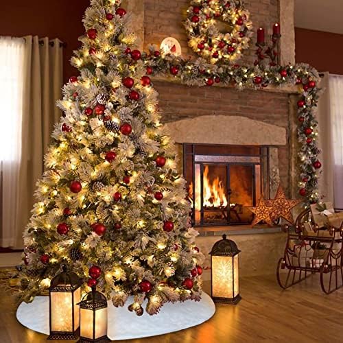 Nackiy White Christmas Tree Skirt, Faux Fur Plush Holiday Decor, 48 Inch - Image 5