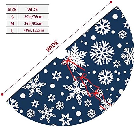 Christmas Tree Skirt 30 Inch Snowflakes White Blue Holiday Decorations for Festive Party Indoor Outdoor Xmas Ornaments - Image 3