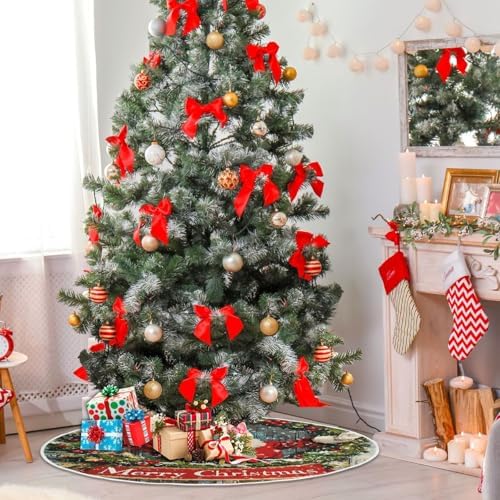 Funny Santa Claus Christmas Tree Skirt Small Xmas Tree Skirts Decorations 36 in Burlap Tree Mat Cover for 4 ft Trees Holiday Party - Image 6
