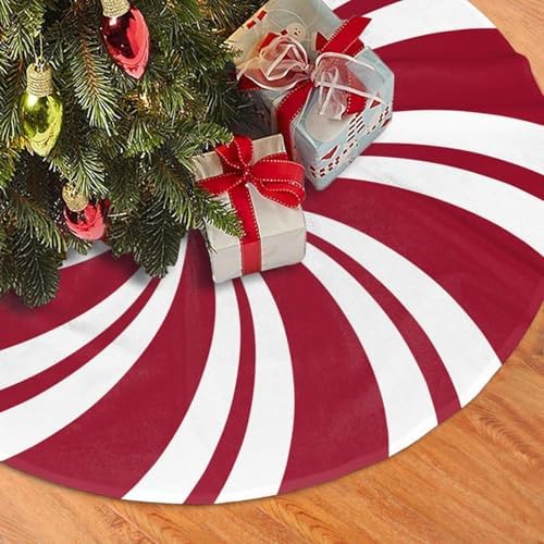 Mint Sugar Double Swirl Candy Christmas Tree Skirt 48" for Xmas Halloween New Year Holiday Party Home Tree Mat Decor Ornaments Decoration - Image 3