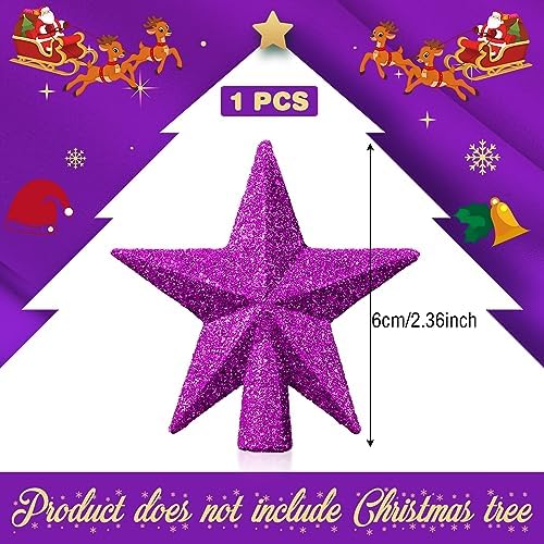 Hanaive Christmas Tree Topper Mini Star Small, Purple, 2.36 Inch, Glitter - Image 2