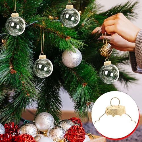 200 Sets 18 mm Gold Christmas Ornament Caps and Hangers String - Image 3