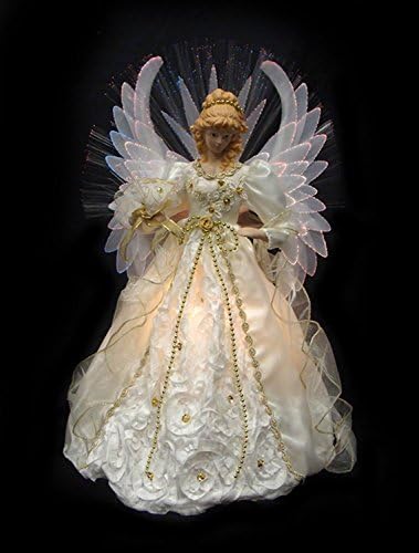 Vickerman Lighted Cream and Gold Fiber Optic Angel Christmas Tree Topper, 19" by Unknown
