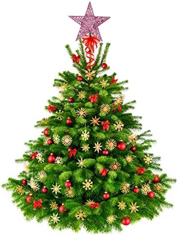 BinaryABC Christmas Tree Topper Star,Glittering Christmas Tree Decoration Ornaments,20cm (Pink) - Image 4