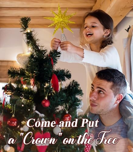 Luxspire Christmas Tree Topper, Lighted Star Tree Topper with USB Plug-in & Remote Control, 9.8" Christmas Tree Star Lights for Home Holiday Decor, 6H Timer & 8 Lighting Modes, Gold - Image 6