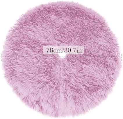 30 Inch Christmas Tree Skirt - Fluffy Faux Fur Pink Tree Skirt, Pink Plush Xmas Holiday Decor for Parties, Small Round Tree Skirt - Image 5