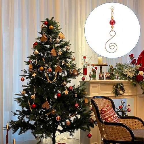 INCREWAY 20 Pcs Lobster Knot Christmas Hook Decorative with Lobster Claws Hanging Metal Wire Red Round Crystal Jeweled Swirl for Crafts Xmas Decoration (Golden) - Image 5