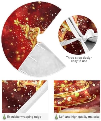 Gold Christmas Tree 48 Inch Christmas Tree Skirt, Soft Xmas Tree Mat for Party Decoration Holiday Decor Christmas Decorations Indoor Outdoor - Image 2