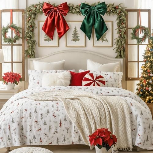 Christmas Bows for Wreaths 23 x 11 Inch Large Red Green Big Bow Decor Satin Bows Giant Gift Bow Coquette Party for Christmas Tree Xmas Holiday as Crib Skirt Baby Shower Decorations(2 Pack) - Image 6