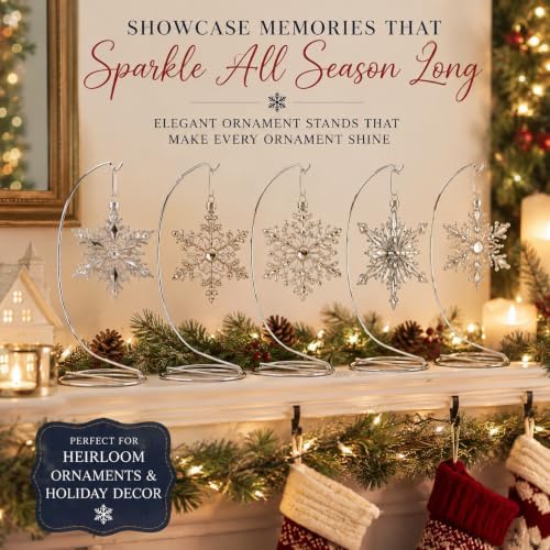 Metal Christmas Ornament Display Stand Set of 12, Smooth Silver Chrome 7 Inch Ornament Holders for Hanging Keepsake Ornaments, DIY Crafts, Tabletop Displays, Holiday Decor, Gift Shops & Party Favors - Image 4