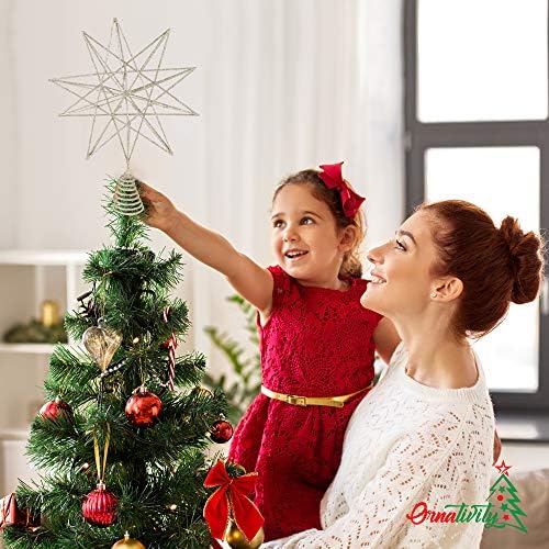 Glitter Star Christmas Tree Topper - 3-D Star Decor Ornament Decoration 13" - Image 2