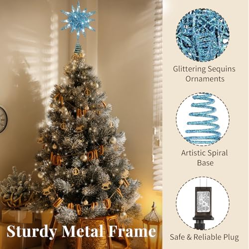 Lewondr Christmas Tree Topper, Plug 3D Starburst Lighted Star Tree Topper - Image 3
