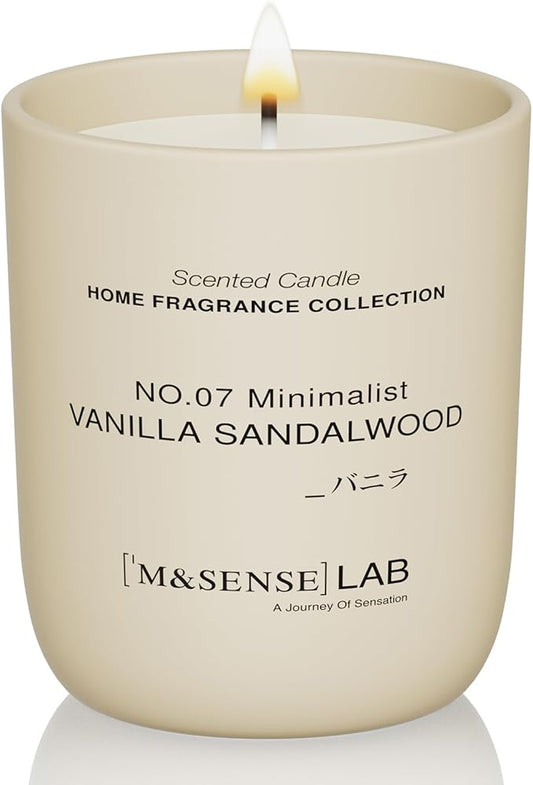 M&SENSE Natural Soy Candle| Vanilla Sandalwood | 5.3 oz | Mini Spring Scented Candles for Relaxation, Valentines Day Gift, Home Décor | for Bedroom, Office, Party Small