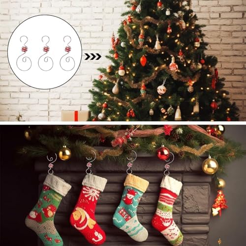 INCREWAY 30 Pcs Ornament Hooks with a Red Beads Christmas Decorations Metal Hooks Wire Spiral Shaped for Christmas Tree Ornament Hanger - Image 6