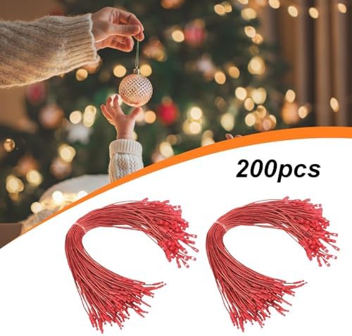 Vaveren 200 Pieces Christmas Hooks Hanger String Precut Ropes Snap Fastener Secure Ornament Attachment Polyester Suitable for Tree Decoration Holiday, Red - Image 6
