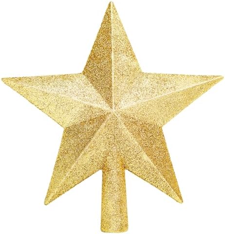 Glitter Christmas Star Tree Topper for Holiday Decorations, Christmas Tree Decoration for Holiday Ornament and Home Decor, Shatterproof Tree Toppers for Party Indoor ??? Outdoor-Gold 4 inch by Unknown