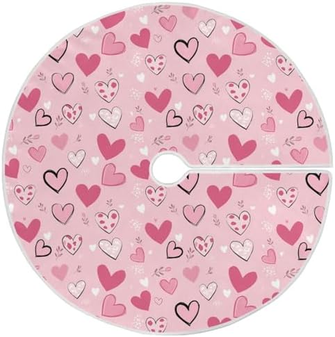 Pfrewn Valentine Tree Skirt 36" Pattern Love Heart Lovely Christmas Tree Skirts Mother's Day Xmas Mat for Holiday Festival Party Wedding Decor by Pfrewn