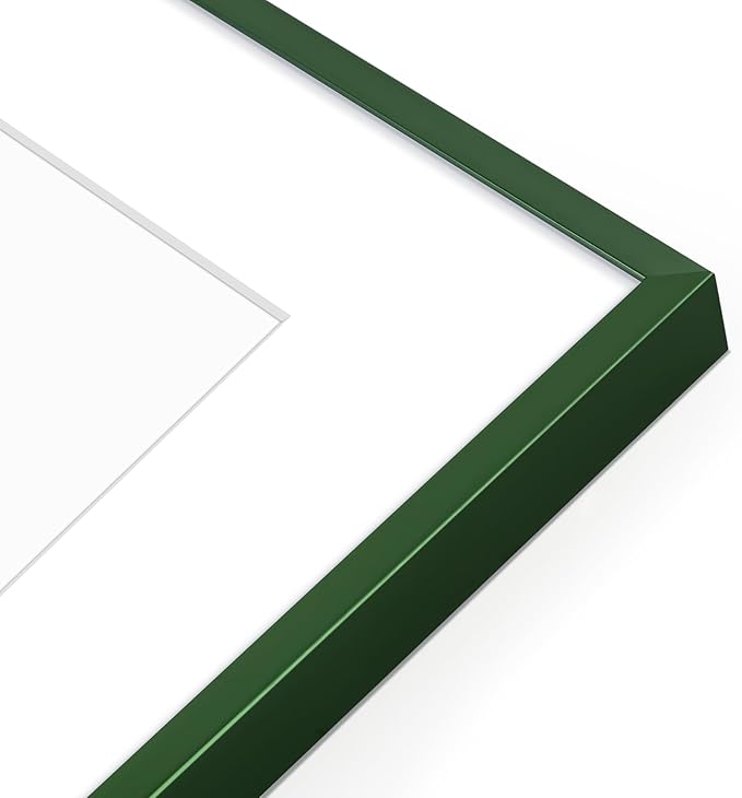Golden State Art 16x20 Picture Frame 6 Pack - Dark Green Aluminum Photo Frames With 11x14 Mats and Real Glass Cover - Elegant Minimalist Wall Gallery Frames for Home or Office Decor