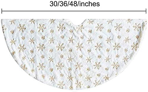 Christmas Tree Skirt 30/36/49 inches Xmas White Tree Skirts Snowflake Embroidery for Christmas Decorations Holiday Party 198 Gold 90 - Image 4