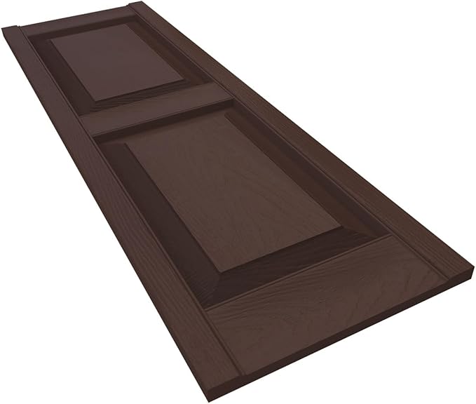Ekena Millwork Lifetime Vinyl LP2S12X03500FB Standard Two Equal Panel Vinyls, Raised Panel Vinyl Shutters, w/Installation Shutter-Lok's & Matching Screws (Per Pair), 12"W x 35"H, Federal Brown
