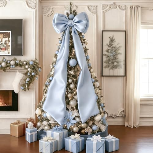 Giant Blue Bow Decor Home 75x19 Inch Christmas Tree Topper Decoration Coquette Room Decorations Big Bows for Room Wall Backdrop for Wedding Christmas Fall Birthday Party Baby Shower Supplies by Froova