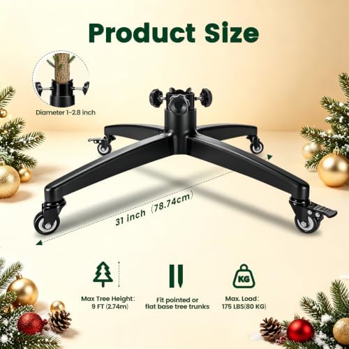 Rolling Christmas Tree Stand with Wheels for Up to 9 FT Artificial Trees - Image 3