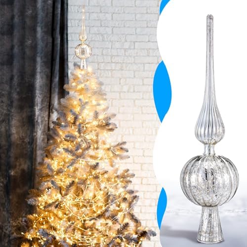 Gejoy 12" Mercury Glass Christmas Tree Topper,Classic,Sliver - Image 6