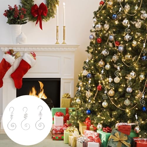 INCREWAY Ornament Hooks, 30 PCS 3 Style Silver S-Shaped Hangers Hook Swirl Christmas Tree Hanger Metal Hooks with Crystal Beaded - Image 5