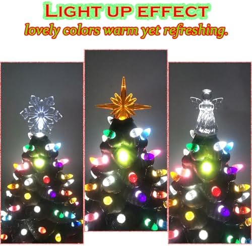 110Pcs in 10 Colors Ceramic Christmas Tree Replacement Bulbs - Plastic Lights Pegs, Included Angel Topper???Snowflake Top???Cross Stars. - Image 6