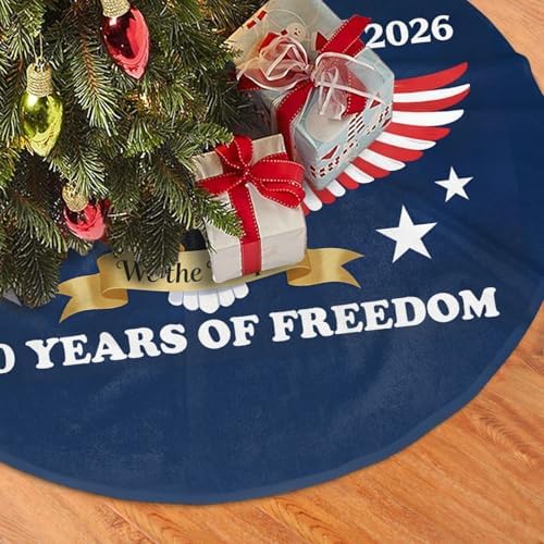 Christmas Tree Skirt, American Flag Xmas Large Tree Mat, New Year Festive Holiday Party Decorations 30" inches - Image 3