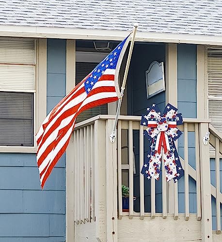 Heureppy Large Patriotic Wreath Bow Labor Day Decor Bow for Wreath Blue White Red Star Burlap Veterans Day Bow for Veterans Day Labor Day Front Door Indoor Outdoor Tree Topper Decoration Supplies - Image 5