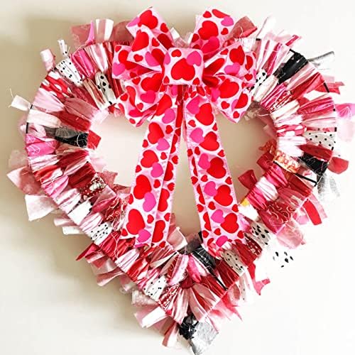 Valentine Tree Topper Bow with Heart Decorations, 11.4?€?x19.6?€? Large Red Pink Valentines Wreath Bow Decor for Valentine's Day Wedding Holiday Party Wall Home Front Door Decorative - Image 6