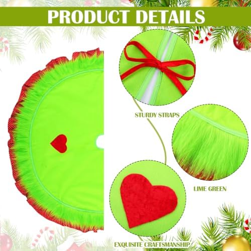 Soulchen 36 Inch Lime Green Christmas Tree Skirt Felt Tree Collar - Image 2