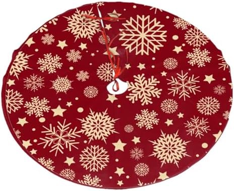Red and Gold Christmas Tree Skirt 36" for Xmas Halloween New Year Holiday Party Home Tree Mat Decor Ornaments Decoration - Image 6
