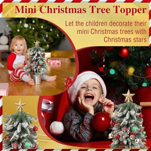 Hanaive 3 Pcs Mini Christmas Tree Topper Small Star Christmas Treetop Ornaments for Mini Tree Holiday Decorative Star for Xmas Home Decor(2.36 Inch,Glitter Gold) - Image 5